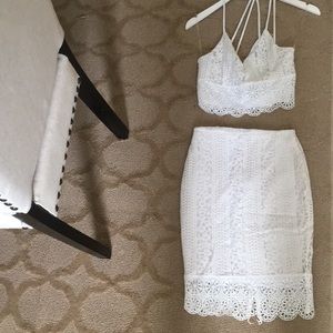 White lace two piece set